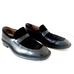 Jimmy Choo Men’s Black Suede Leather Loafer Shoe Red Trim Size EU 45 US 12